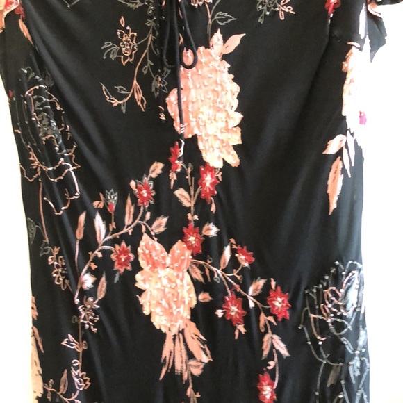 Eva Blue Vintage Floral Beaded Midi Dress - Picture 5 of 16